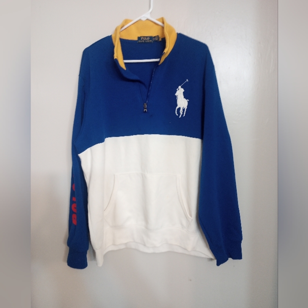 Polo Ralph Lauren Mens 1/4 Zip Pullover Big Pony With Large Logo On Back
